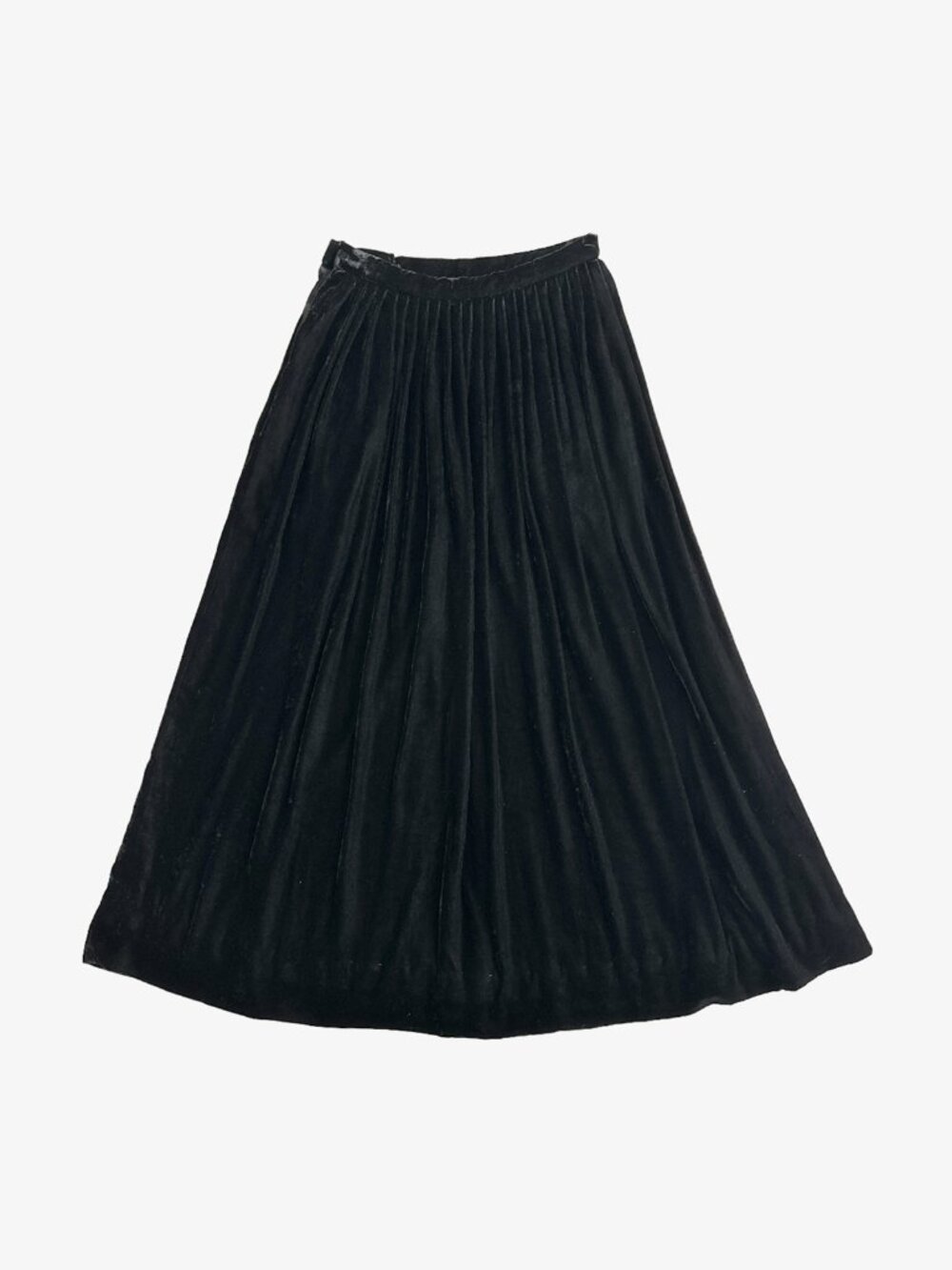 Vintage 70's Black Velvet Silk Blend Lined Midi Skirt by Calvin Klein